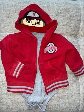 OSU Buckeyes Red Kids Hoodie Jacket & Pocket Tee
